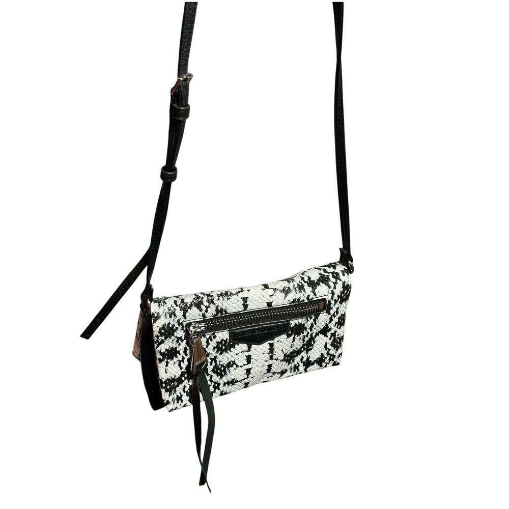 Aimee Kestenberg Bali Convertible Leather Crossbody Bag Snake Print Black White - Picture 8 of 15